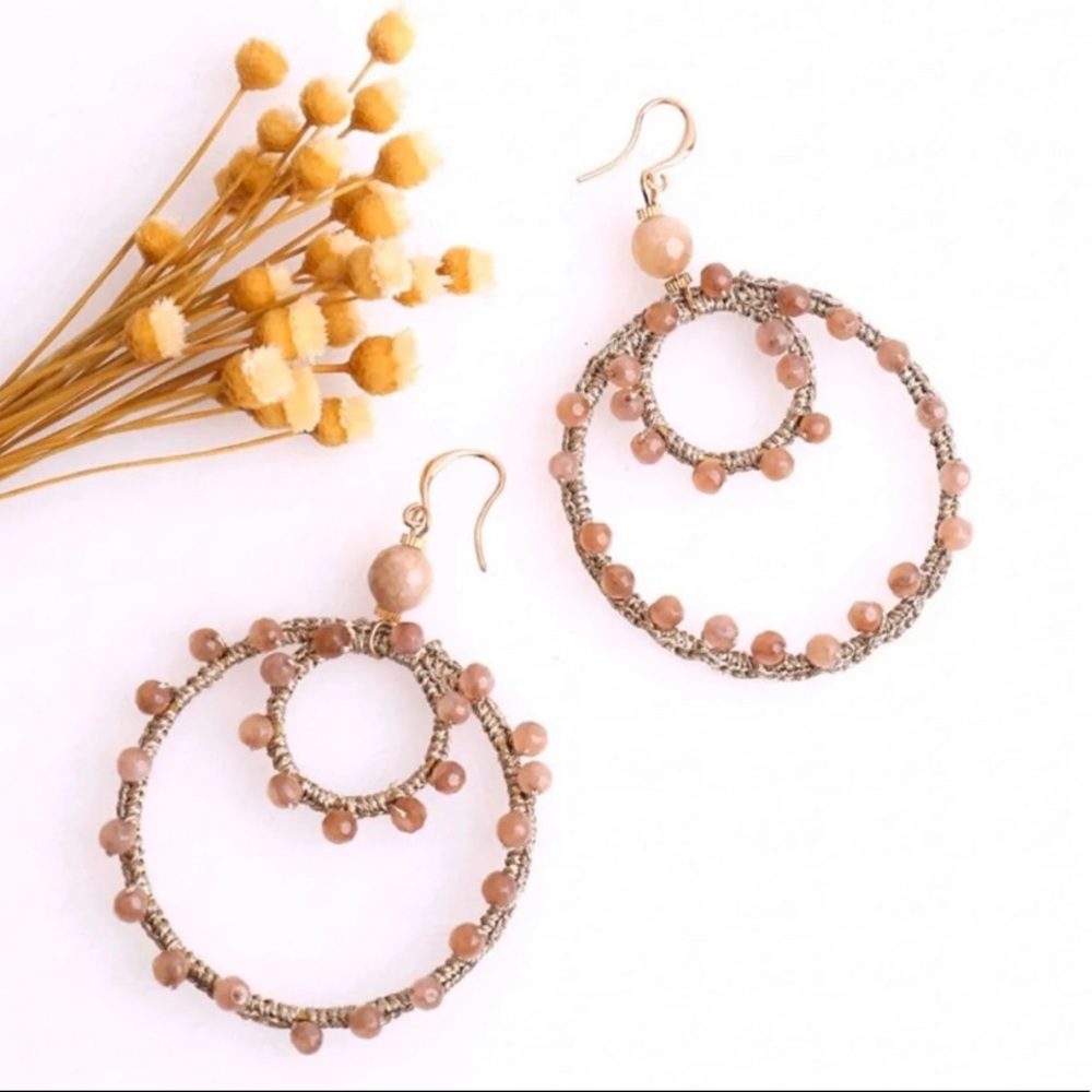 Round Beaded Dangle Earrings